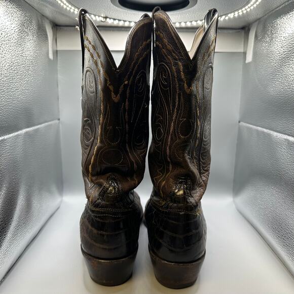 Lucchese Classics Caiman Belly Boots Men Size 12 D Brown Handmade in USA main image 6